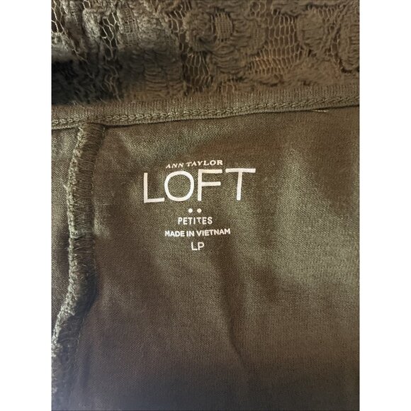 Loft Womens L Petite Olive Green Lace Peplum Tank Top Sleeveless Blouse - Picture 5 of 6